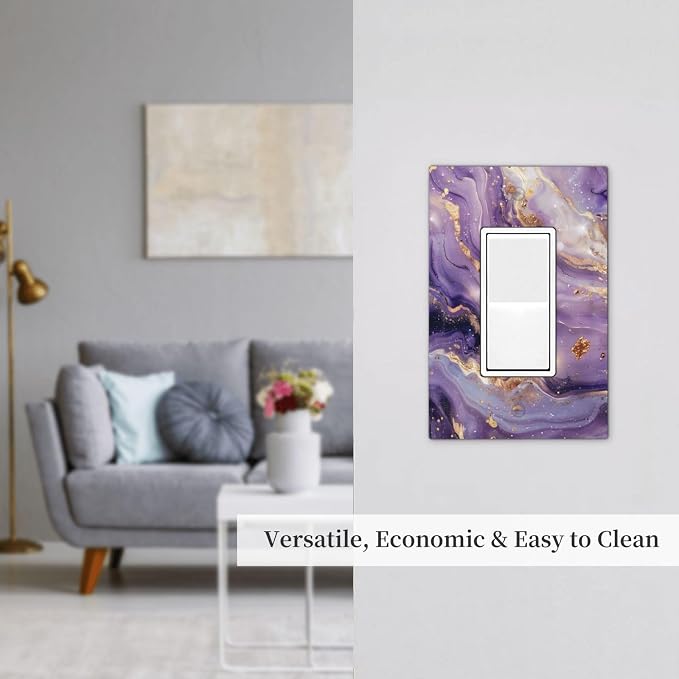 Luxury Marble Texture Purple And Gold Abstract Print Decorative Outlet Covers 1 - Image 7