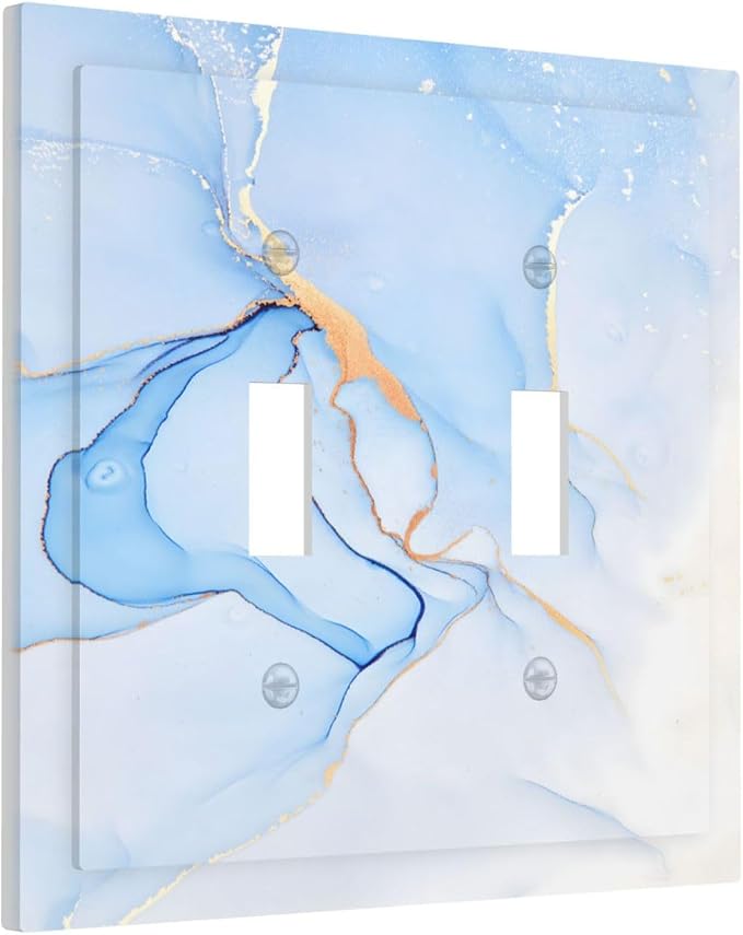 Modern Art Blue Gold Marble Abstract Luxury Print Decorative Switch Plates 2 - Image 2