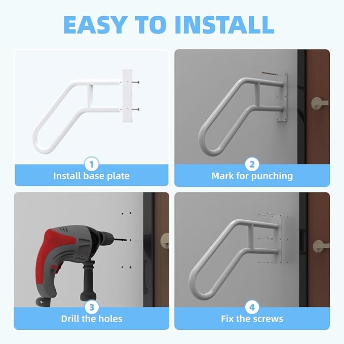 Handrails for Outdoor Steps Wall Mount, Railings for 1-3 Steps, U-Shaped - Image 3