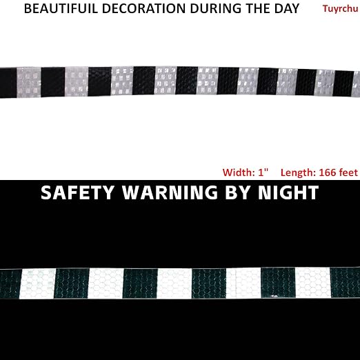 Black White Reflective Tape Outdoor Waterproof 1 inch X 166 feet, High - Image 3