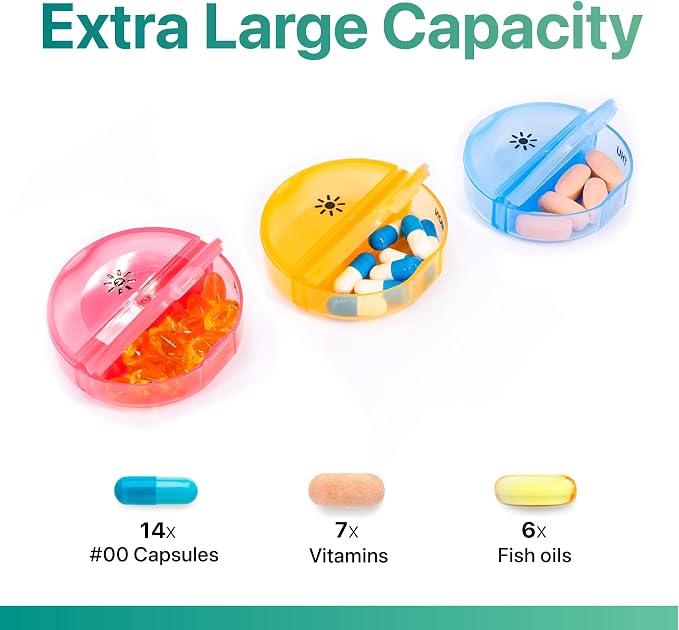 Sukuos Large Weekly Pill Organizer 2 Times a Day, Daily Pill Box 7 Day Easy to - Image 2