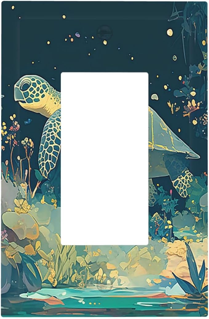 Decorative Outlet Covers Fantasy Sea World Sea Turtle Floral Plant 1 Gang by LightSwitchCover