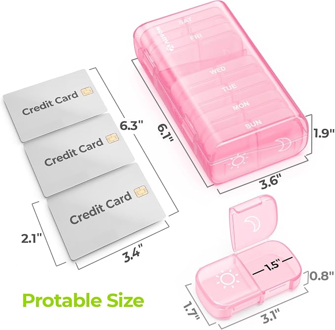 AUVON XL Weekly Pill Organizer 2 Times a Day, Pill Box 7 Day - Image 5