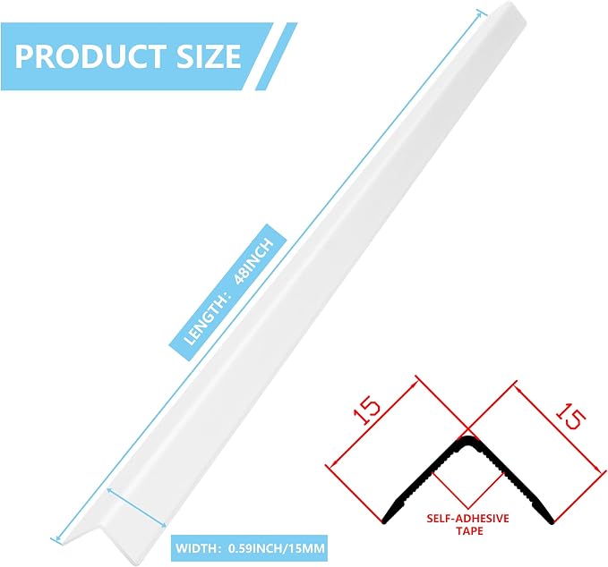 10pcs 48"L*0.59"W Aluminum Self-Adhesive Wall Corner Protectors, Wall Furniture - Image 3