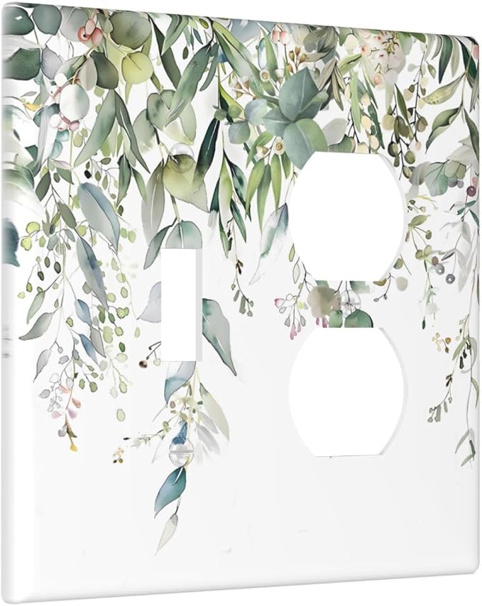 Sage Green Watercolor Eucalyptus Leaves Floral Flowers Wallplates 1 Toggle 1 - Image 2