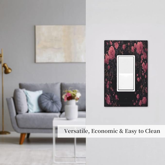 Decorative Outlet Covers Dark Background Red Rose Leaf 1 Gang Single Rocker - Image 7