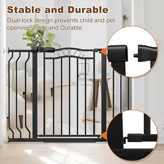 29.5-43.7" Wide Baby Gate for Stairs No Drilling, Press Mounted Pet Gate Indoor - Image 3