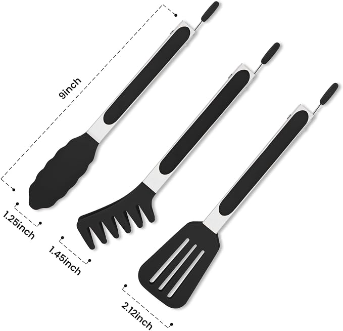 3 Pack Silicone Tongs for Cooking, Maywe Tanso 9 Inch Cooking Kitchen Tongs - Image 7