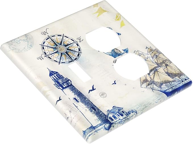 Nautical Sailboat Lighthouse Compass Anchor Decorative Light Switch Cover Plate - Image 3