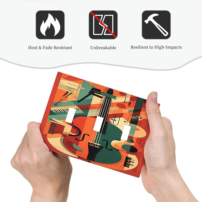Decorative Switch Plates Violin Abstract Jazz Colorful Painting 3 Gang Wall - Image 6