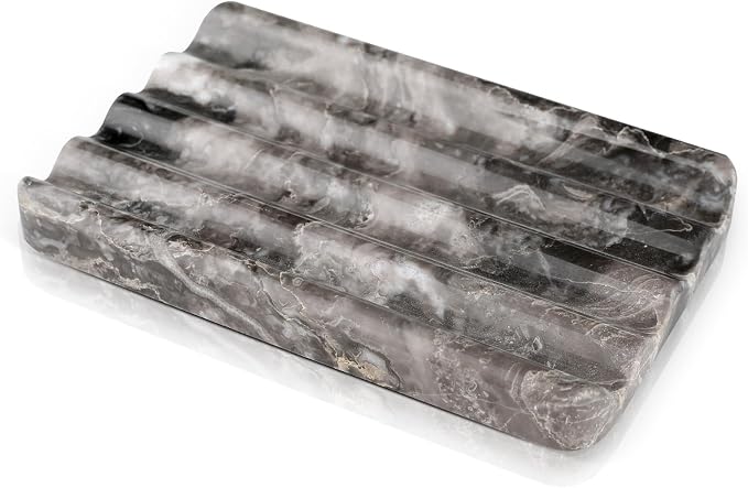 Marble Soap Dish, Bar Soap Holder Shower, Easy Cleaning Stone Sponge Holder by Karibiber