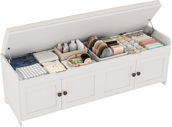 HOMEFORT 54.4" Shoe Bench with Lift Top Storage, Entryway Bench with Cushioned by HOMEFORT