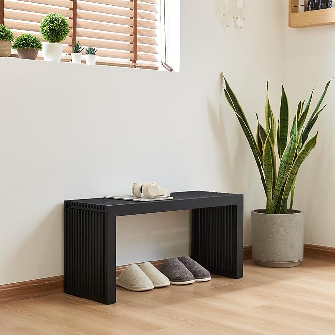 Versatile Wooden Slatted Bench - Image 2