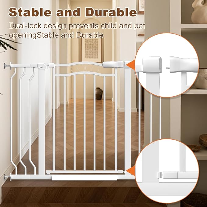 29.5-43.7" Wide Baby Gate for Stairs No Drilling, Press Mounted Dog Gate Indoor - Image 2