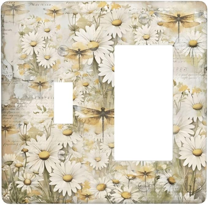 Vintage Letter Paper Wildflowers Dragonfly Daisy Floral Outlet Covers 1 Toggle by Unknown