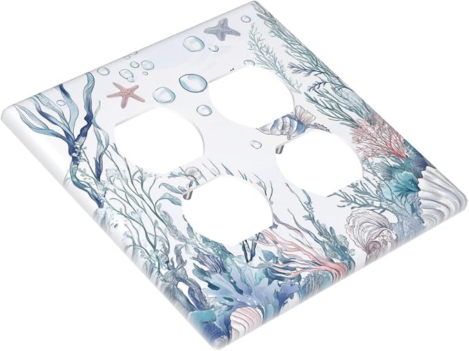 Outlet Covers Ocean Coral Seahorse Seashell Starfish 2 Gang Double Duplex - Image 3