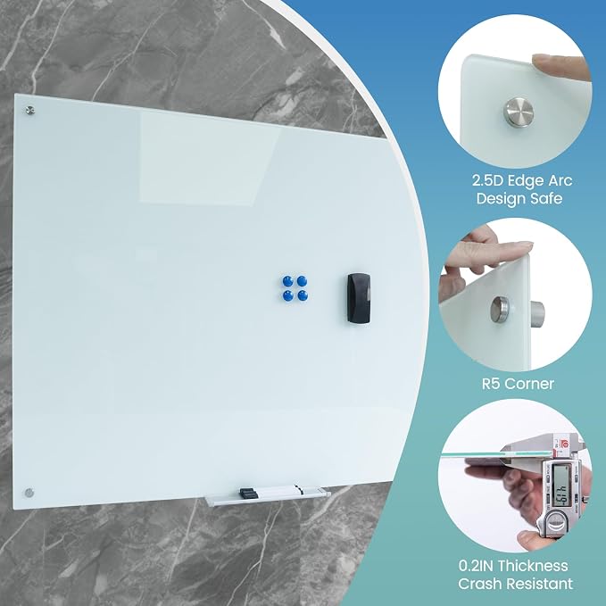 Magnetic Glass Dry Erase White Board Whiteboard Glass Writeboard 40"x60" - Image 6