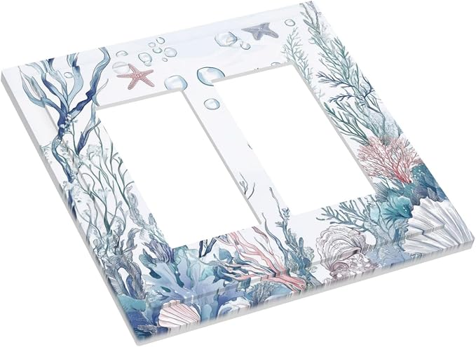Decorative Outlet Covers Ocean Coral Seahorse Seashell Starfish 2 Gang Double - Image 3