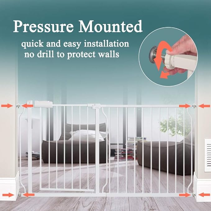 ALLAIBB Extra Wide Pressure Mounted Baby Gate Walk Through Child Kids Safety - Image 3