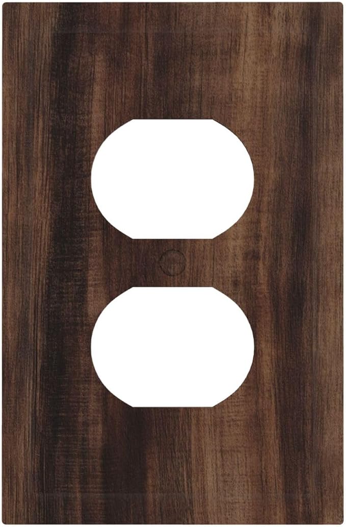 Outlet Covers Rustic Farmhouse Brown Wood Barn Door Decorative 1 Gang Duplex by VGHOKO