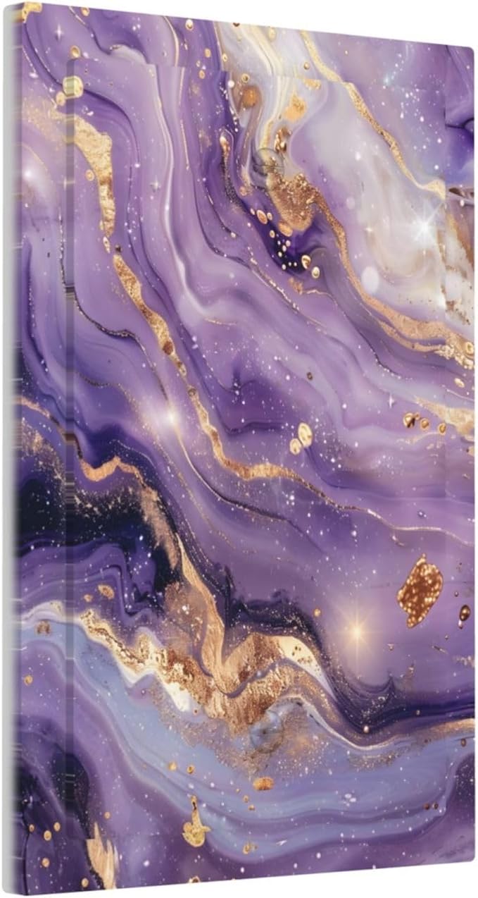 Luxury Marble Texture Purple And Gold Abstract Print Light Switch Cover Plate 1 - Image 2