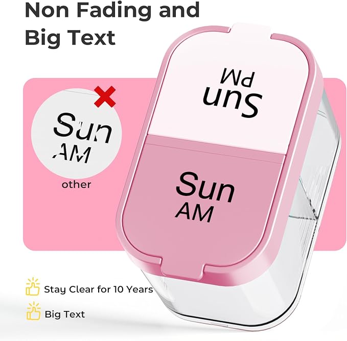 Odaro Extra Large Weekly Pill Organizer 2 Times A Day, Pill Box 7 Day Am Pm to - Image 4