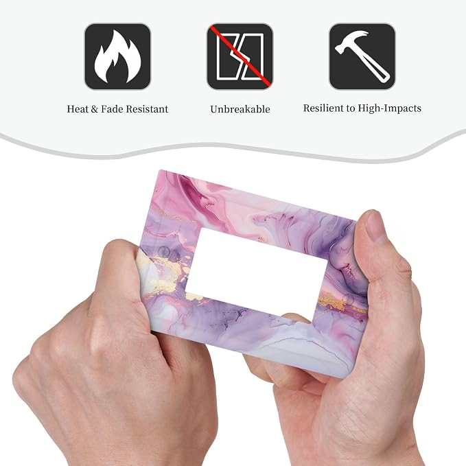 Decorative Outlet Covers Pink Marble Abstract Purple Gold Texture 1 Gang Single - Image 6