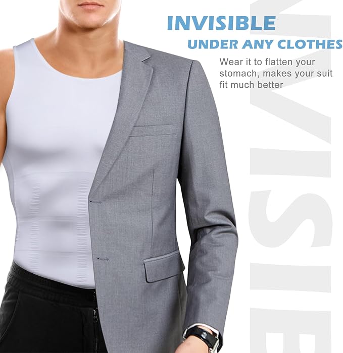 Mens Slimming Body Shaper Vest, Gynecomastia Compression Shirts, Tummy Control - Image 6