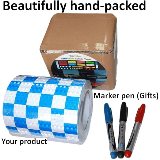Reflective Tape Blue and White 6 inch X 66 feet, Outdoor Waterproof Hazard - Image 4