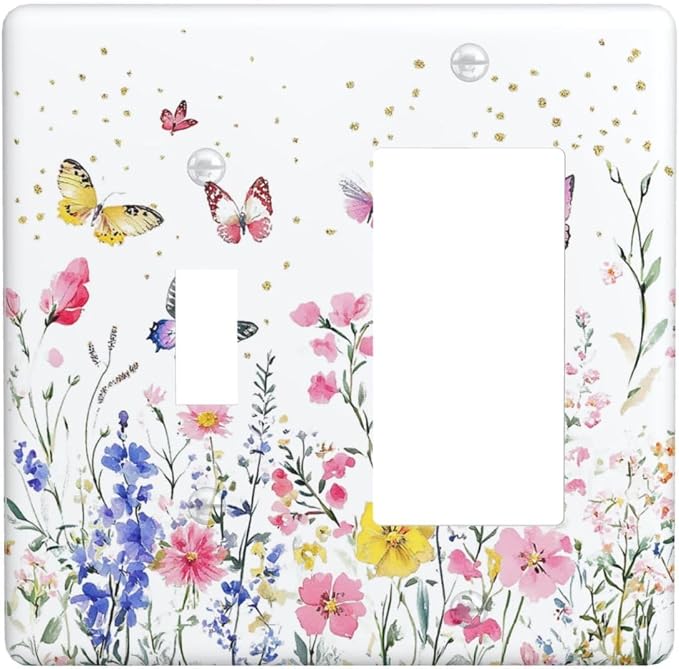 Outlet Covers Watercolor Floral Butterfly Colorful Wildflower 1 Toggle 1 Rocker by Unknown
