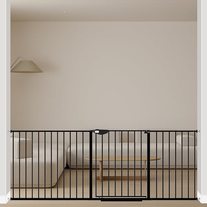 WAOWAO Triple Lock Baby Gate Extra Wide 81.49-86.22" Pressure Mounted Walk by WAOWAOBABYSAFETYPRODUCTS