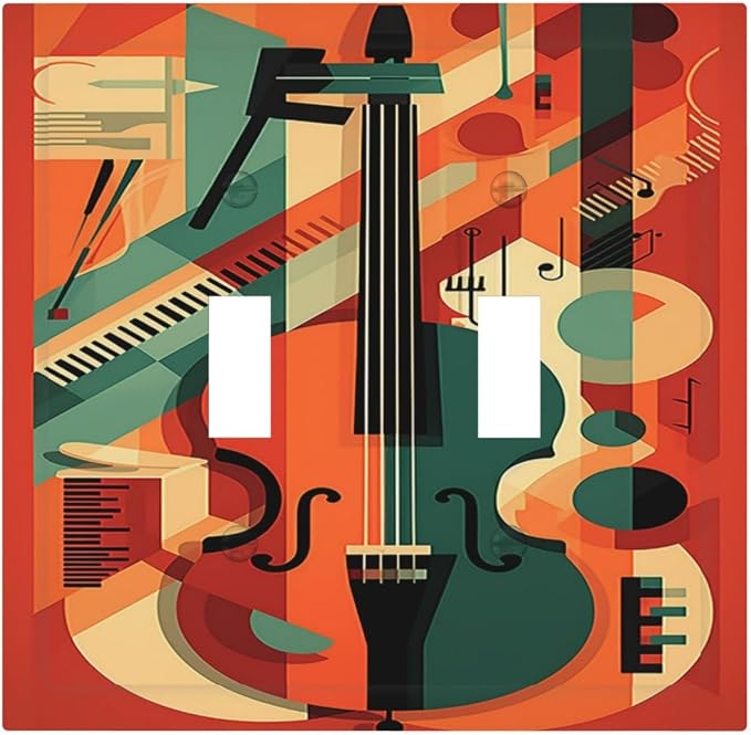Decorative Switch Plates Violin Abstract Jazz Colorful Painting 2 Gang Double by LightSwitchCover