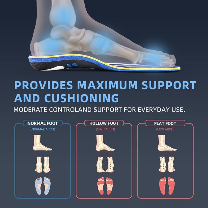 VALSOLE Plantar Fasciitis Arch Support Insoles, 210lbs+ Heavy Duty Support Pain - Image 5