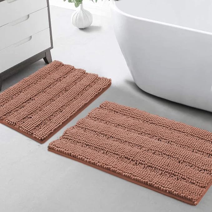 Turquoize Chenille Bathroom Rugs Set Non-Slip Bath Mats by Turquoize