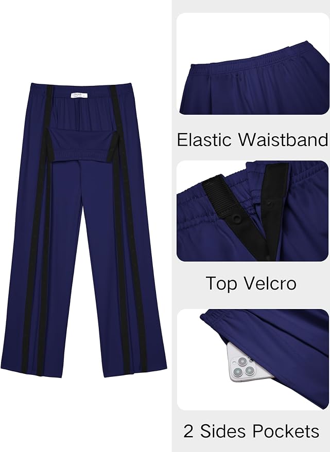 Deyeek Tear Away Pants for Women Side Slit Snap Sweatpants Loose Fit Post - Image 3