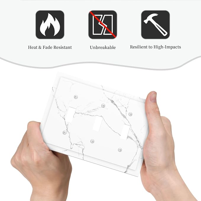 Luxurious White Marble Abstract Print Decorative Switch Plates 3 Gang Wall - Image 6