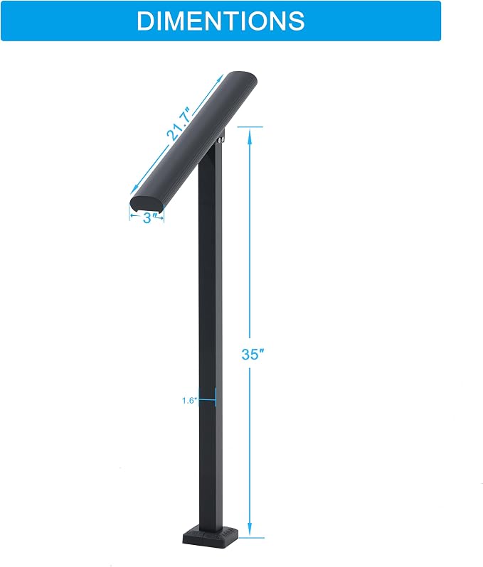 1 Step Handrail for Outdoor Steps, Premium Aluminum Alloy Railing Set, Porch - Image 2