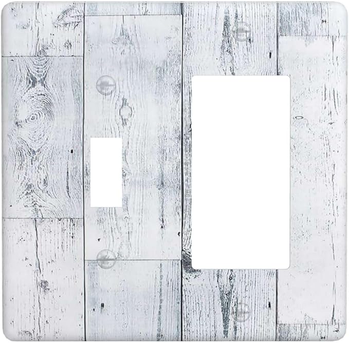Outlet Covers Vintage Grey White Wood Grain 1 Toggle 1 Rocker Combination by LightSwitchCover