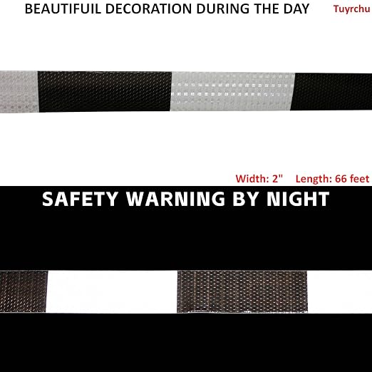 Reflective Tape Black White 2 inch Wide, Outdoor Waterproof Hazard Conspicuity - Image 3
