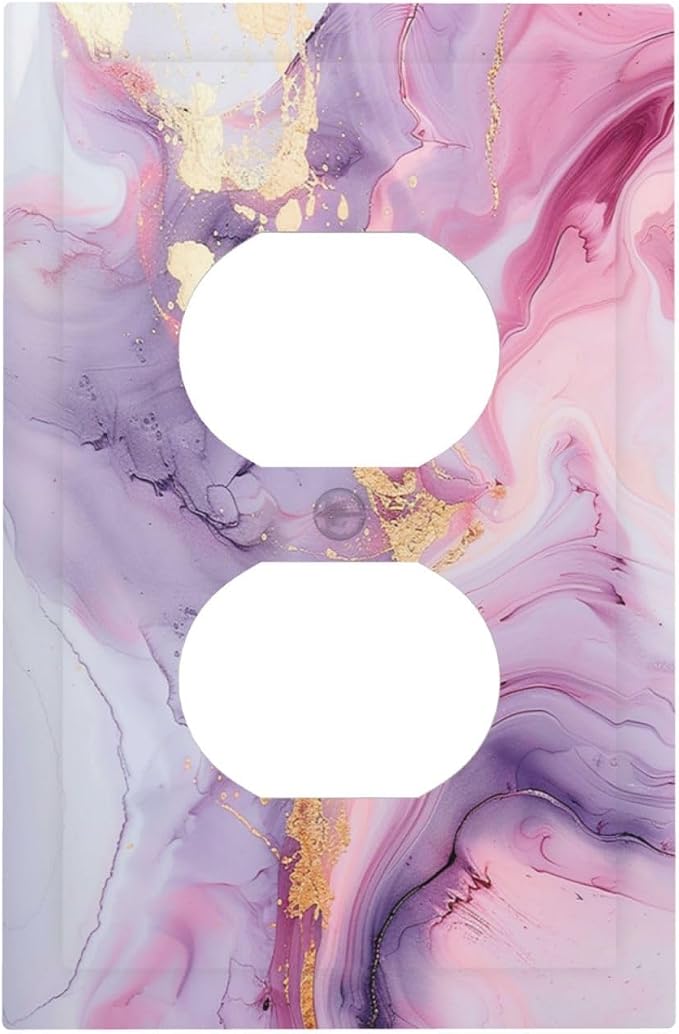 Outlet Covers Pink Marble Abstract Purple Gold Texture 1 Gang Duplex Wall Plate by LightSwitchCover
