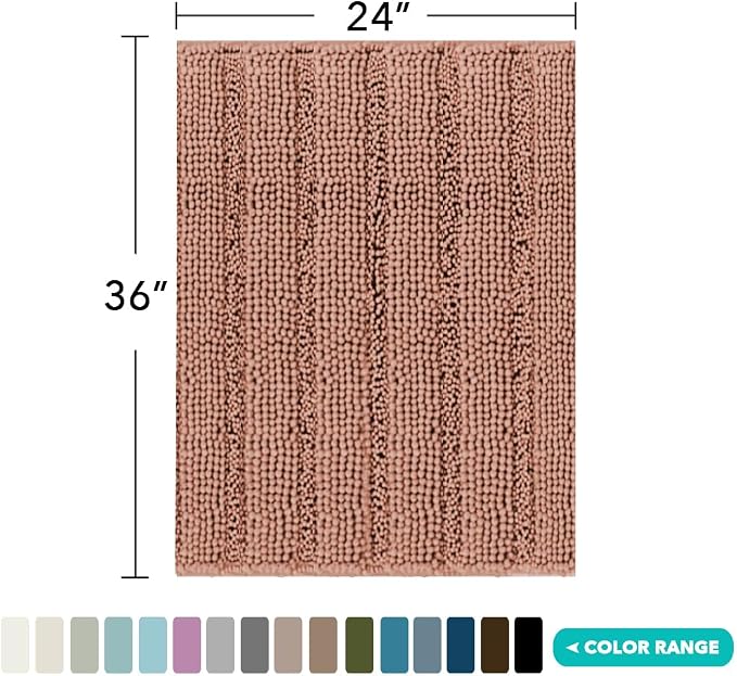 Turquoize Chenille Bath Rugs Shaggy Bathroom Rugs Non Slip Bath Mat - Image 2
