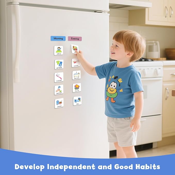 Magnetic Visual Schedule for Kids, Kids Chore Chart Cards for Morning & Bedtime - Image 3