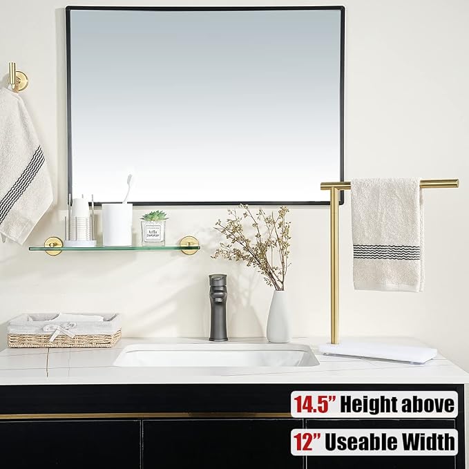 JQK Hand Towel Holder Stand Brushed Gold, Modern Tree Rack Free Standing - Image 3