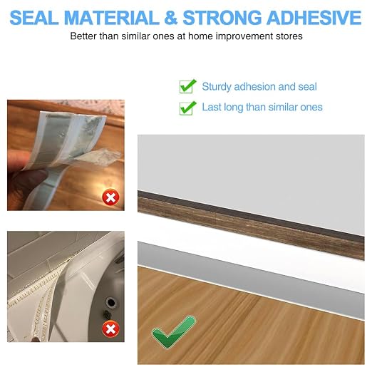 2 Rolls Caulk Tape Self Adhesive, Bathroom Waterproof White Caulking Sealant - Image 4