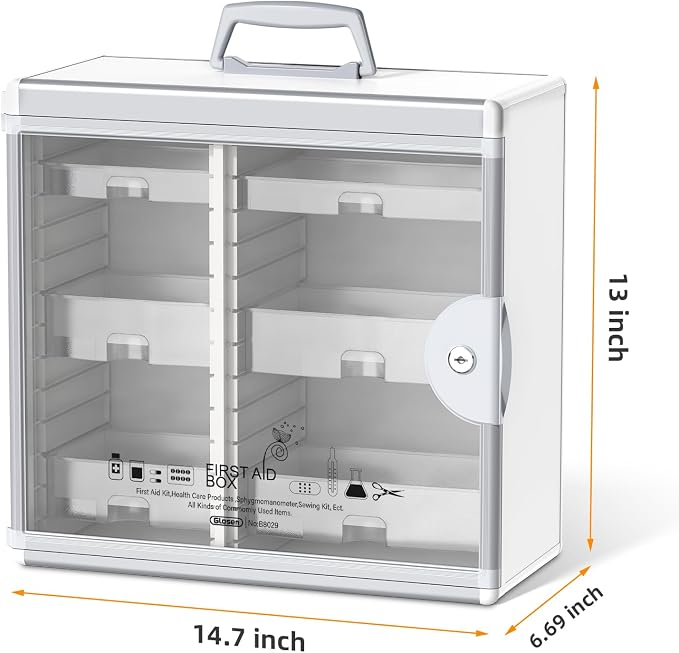 Glosen Medicine Cabinet with Key Wall Mounted Medication Lock Box 【 Silver 15x - Image 2