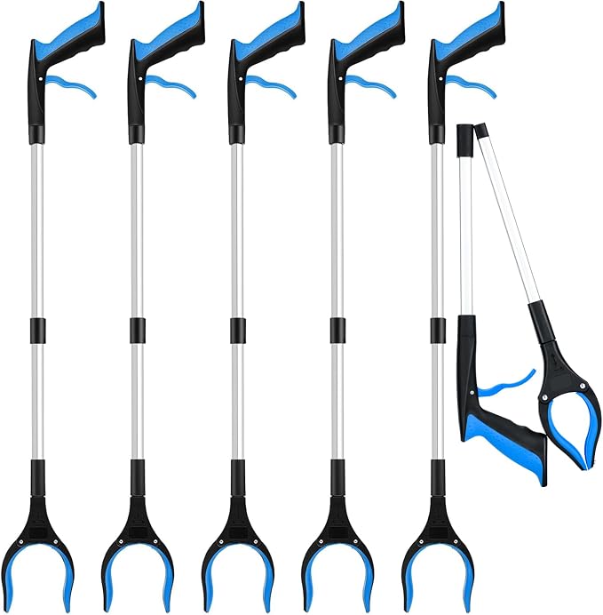 6-Pack 32" Grabber Reacher Tool, 360° Rotating Head, Wide Jaw, Foldable Reacher by Xuanpin