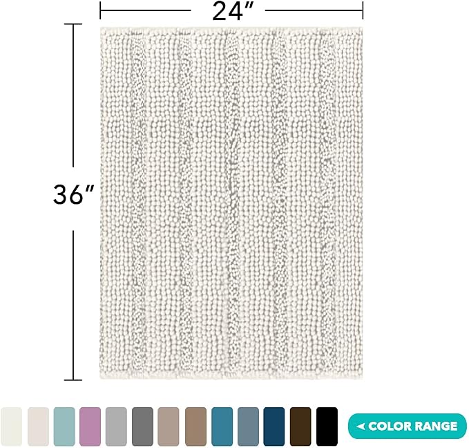 Turquoize Chenille Bath Rugs Shaggy Bathroom Rugs Non Slip Bath Mat - Image 2