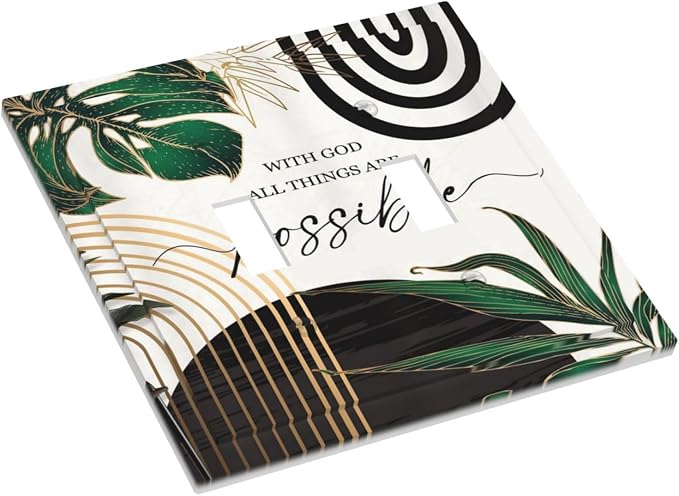 Boho Abstract Tropical Green Palm Leaf Mid Century Decorative Switch Plates 2 - Image 3