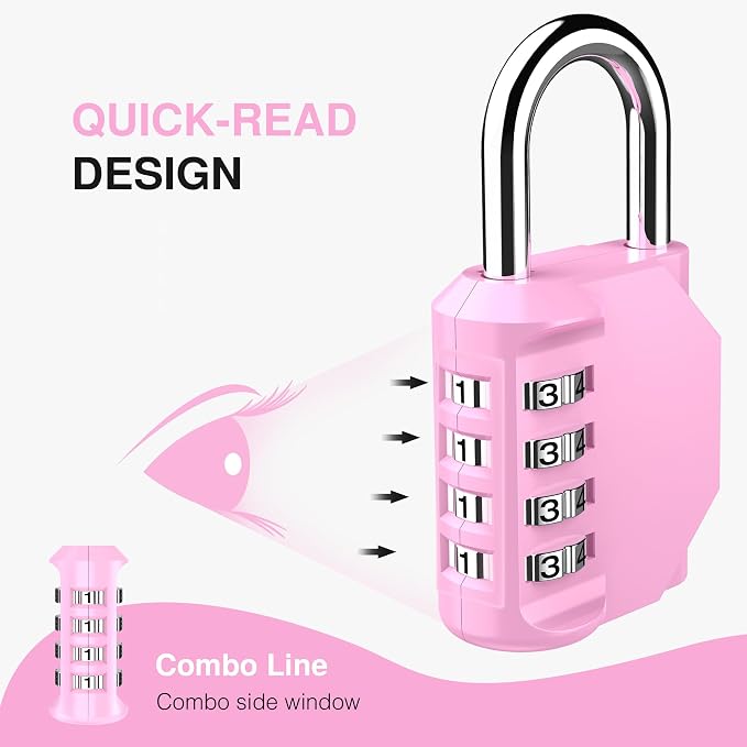 Puroma 2 Pack Combination Lock for Locker 4 Digit Outdoor Waterproof Padlock - Image 3