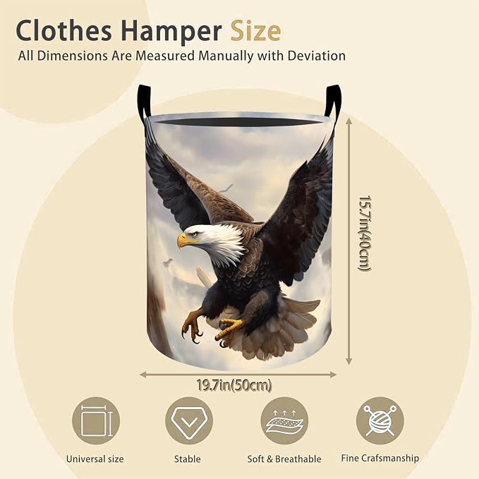 Bald Eagle Laundry Basket Hamper - Image 2